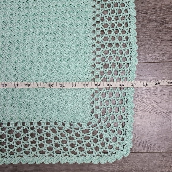 TEAL knitted rectangular baby blanket - Picture 11 of 13